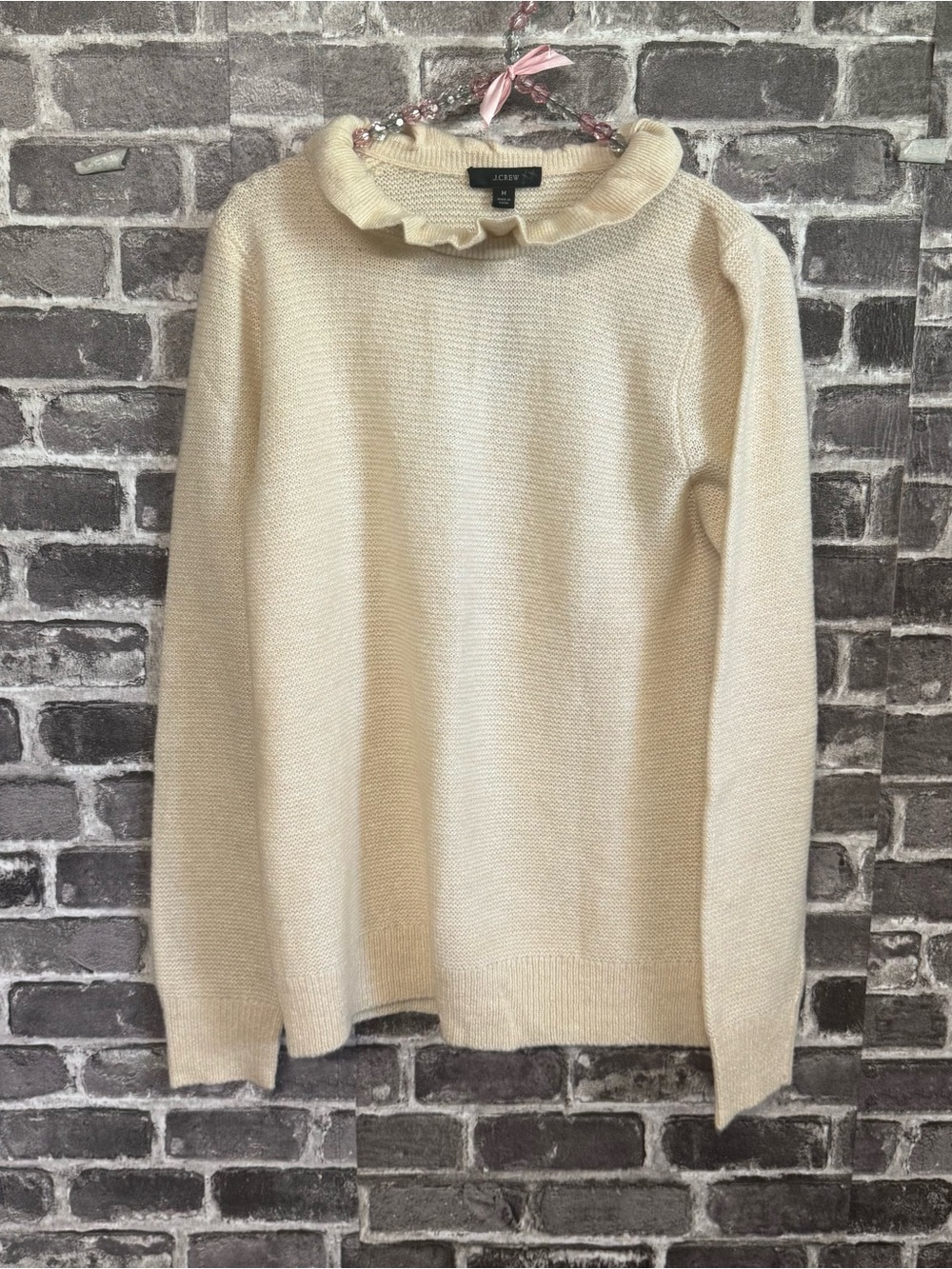 NWT J. Crew ruffleneck sweater cream ivory